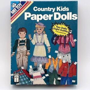 Vintage Mr. Toy Country Kids Paper Dolls Unused Open Box 2 Dolls 8 Outfits Retro